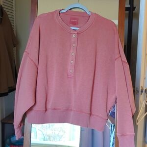 Pink Button-Up Sweatshirt